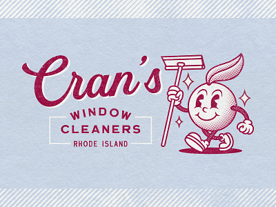 Cran's Window Cleaners branding craberry fun graphic design grunge halftone logo logo design mascot playful retro rhode island usa vintage window cleaners