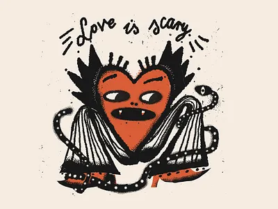 Love is scary. character heart illustration love procreate texture