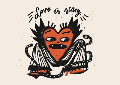 Love is scary. character heart illustration love procreate texture