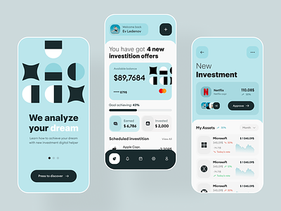 Investment mobile app bank card cash credit card crypto dashboard finance finance app financial fintech fintech app funds invest investment mobile banking online banking payments transactions ui
