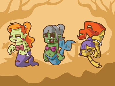 Cute Zombie mermaid horror scary