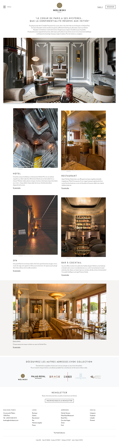 Nolinski Paris Website hotel luxury nolinski paris ui ux website