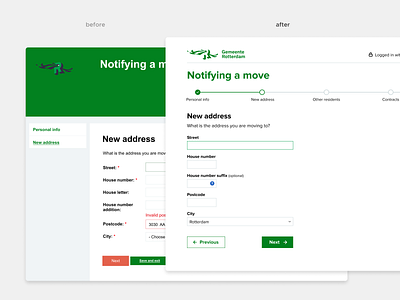 Notifying a move in Rotterdam | Redesign form gui moving redesign rotterdam ui userexperience userinterface ux web