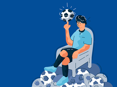 referee on the throne. dfb x marco ball character design deutschland dfb finger flat football game german illustration mountain player referee soccer spin a ball throne up vector winner