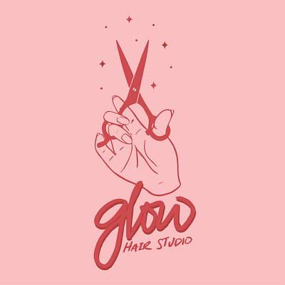 Glow Hair Studio Logo adobe branding design hair salon illustration logo illustrator logo procreate vector