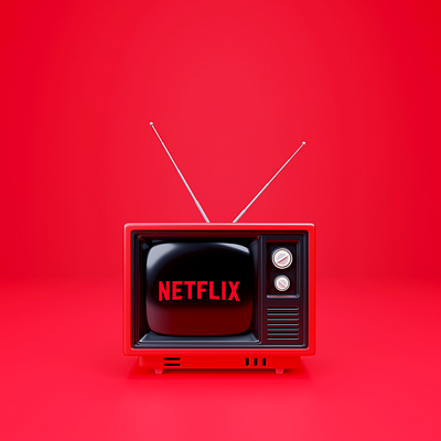 net.flix 3d 3d icon blender design netflix red render