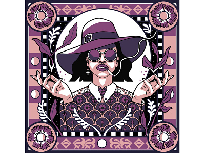 The Modern Witch adobe design flowers glasses graphic hat illustration moon muti pattern photoshop pink purple smoke witch witchcraft