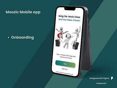 Moozic App design - Onboarding screen 3 app ui app ux landing page ui ux