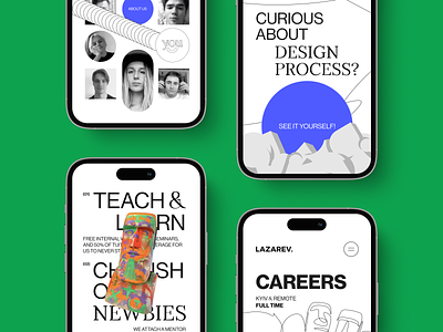 Mobile version of Careers page — Team presentation | Lazarev. 3d adaptation adaptive page benefits careers current openings design experience graphic design hire hiring hr iphone 14 mascot mobile section team ui ux vacancies