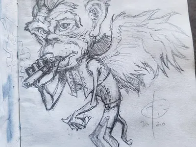 Flying Monkey Sketch pencil sketches