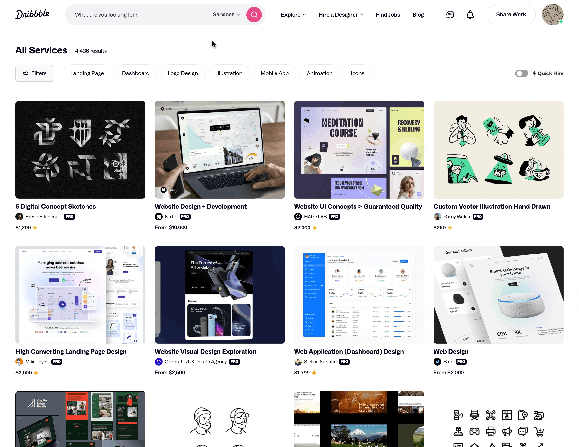 Dribbble Release: Service Search