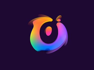 O letter circle gradient icon letter logo mark mesh multicolor rainbow splash ui