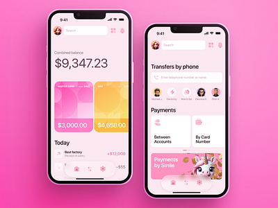 Pretty Penny Bank: Mobile banking balance banking card mobile banking payment pink princess sweet