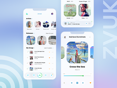 Z V U K 🎧 app design figma mobile ui music app music player ui ui design