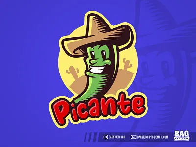Chilli Pepper Mascot Logo cartoon character chilli food green hot illustration ingredient logo mascot mexican mexico pepper picante restaurant sombrero spicy texmex