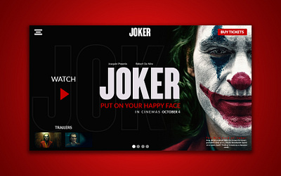 Joker Movie Landing Page Concept appdesign dribbblers mobileappdesign mubeenahmad uidesign uiuxdesigner userinterfacedesign ux uxigers uxui uxuidesign