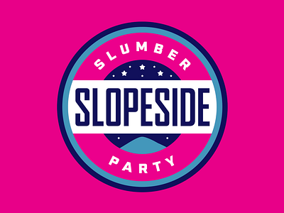 Slopeside Slumber Party badge logo race logo retro sports design thick lines trail running