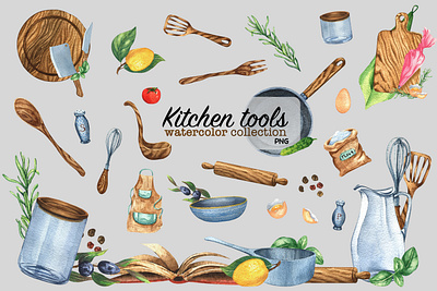 Kitchen watercolor collection backing branding cartoon chef cooking culinary decoration food graphic design illustration kitchen logo menu pattern recipes restaurant tools watercolor wooden wrapping paper