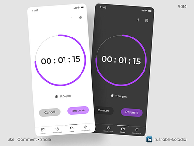 Daily UI 14 - Countdown Timer countdown app ui countdown timer countdown timer day 14 daily ui daily ui day 14 dailyui dark mode ui design design inspiration illustration latest ui trends mobile ui mobile ui design rushabh koradia rushabh ui timer app ui ui ui design ui inspiration ux rushabh