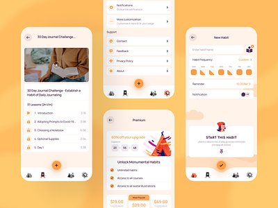 Habit App UI Kit admin template design figma admin figma download figma freebies free figma download free mobile app free mobile habit freebies habit app habit app ui habit ui kit illustration journal app mobile app mobile design ui ui ux uikit user interface