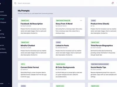My Prompts - AI Vault ai alephalpha card co:here copywriting dashboard data generator gpt gpt 3 gpt j my open source openai product prompt riku ui vault writing