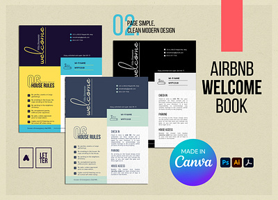Vacation Rental Guidebook Template airbnb airbnb guidebook airbnb welcome book template brochure brochure design clean design design graphic design guest book house manual