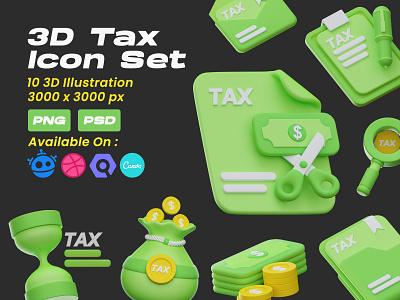 Tax 3d illustration pack 3d clean cute illustration modern tax