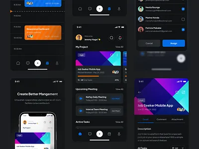 Nask - Task Management Darkmode app clean component darkmode design management minimalist mobileapp task manager ui ui kit ui8 ux
