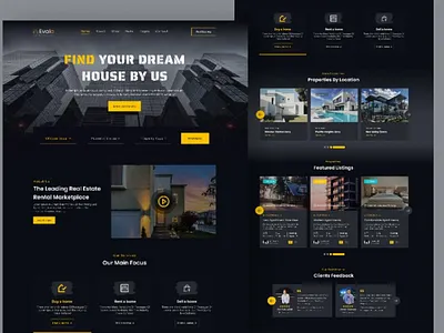 Dreamhome - Architecture landing page after effects animation architecture best ui design 2022 clean design eksterior design header interior design landing page motion graphics trend 2022 ui ui design uiux web design website