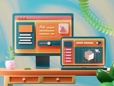 Web Design 3D Illustration 3d 3d art 3d illustration b3d blender design illustration ui