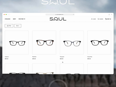 Find Your Fit Quiz | Soul Eyewear ecomm ecommerce eyecare eyeglasses find your fit online shopping prescription lens product listing ui design webdesign website