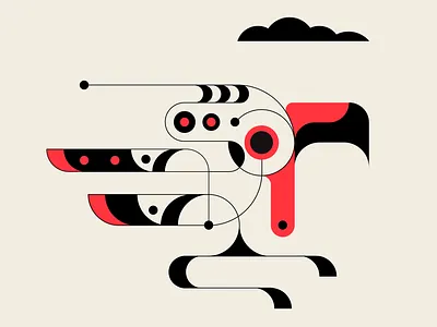 Awkbird abstract birds black design geometric illustration minimalism red vector