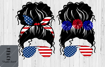 Messy Bun Mom Svg-Headband Moms Life- American Flag Skull svg. american flag american svg circut svg clipart graphic design svg jpg png