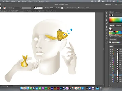 The Black Lodge WIP #2 :Coloring design fish hand head human illustration logo planet portal poster sky space stars twin peaks