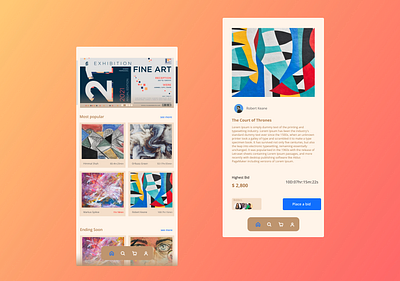 Art Gallery Auction App app art art gallery auction design figma ui uiux ux