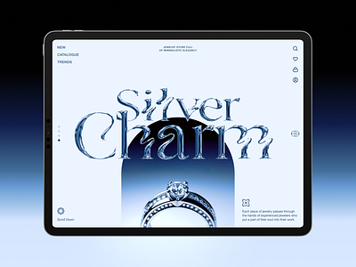 Silver Charm — Jewelry Store color design details elegency jewelry website landing page light blue ring silver store ui website