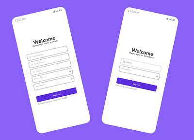 Simple Login and Sign-up page app design illustration typography ui ux vector