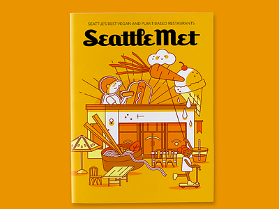 Seattle’s Best Vegan and Plant-Based Restaurants architecture illustration bright character design city illustration colorful cute design editorial illustration food illustration hot dog illustration infographic journalism line art magazine mockup restaurant design spot illustration vector vegetarian