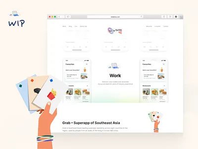 Hand holding cards illustration • Portfolio redesign fl flat illustration ui web web design