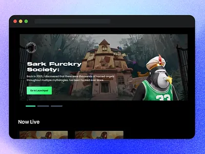NFT Marketplace Launchpad- Web3 Design Exploration 3d branding design figma hero illustration landing page launchpad marketplace minimalist motion graphics nft ui uidesign uikit web3 webflow website