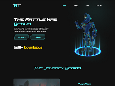 BattleAxe: Game Landing Page Design 3d anime ar brand design character game landing page product design ui uiux design vr webpage website