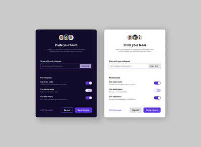Task Invite Modal - Project Management Tool Concept design modal product design task ui ux