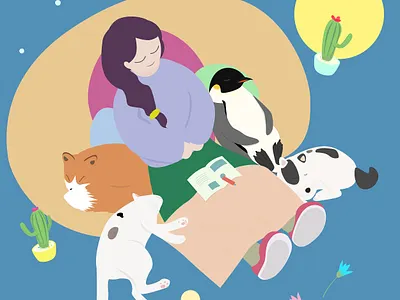Sweet dreams animal animation cat design dog fox illusr illustration logo penguin sleep ui イラスト