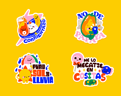 Colombian Phrases Stickers candies colombia cute food illustration latin latino ohvalentino papaya sticker sun
