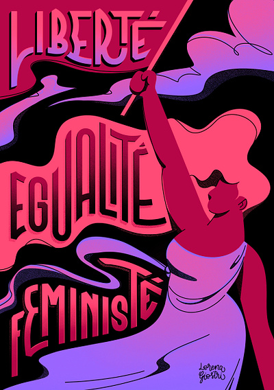Liberté, Egualité, Feministé digital illustration editorial empower feminism feminist flat illustration illustration vector woman