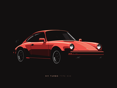 Porsche 911 Turbo Type 930 911 930 automotive black cars classic illustration porsche turbo vector