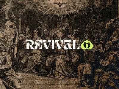 🔥REVIVAL🔥 art brutalisim christian church design dove faith fire flame grain logo ministry noise old pentacost plant revival revive testament texture