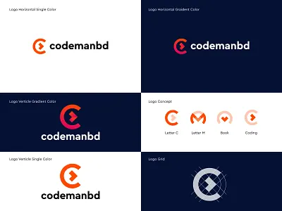 Codemanbd Logo | C Letter Coding WordPress Development branding c letter code coding colourful creative design gradient illustrator logo inspirations logo mark minimal modern shape vector web development website wordpress