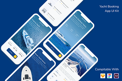 Yacht Booking App UI Kit app book booking design mobile reservation travel trip ui ui design ui kit ux yach yach booking