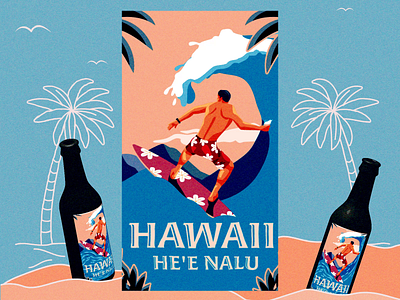 Surf and Beer - Hawaii animation beer hawaii illustration summer surf surfandbeer tropical